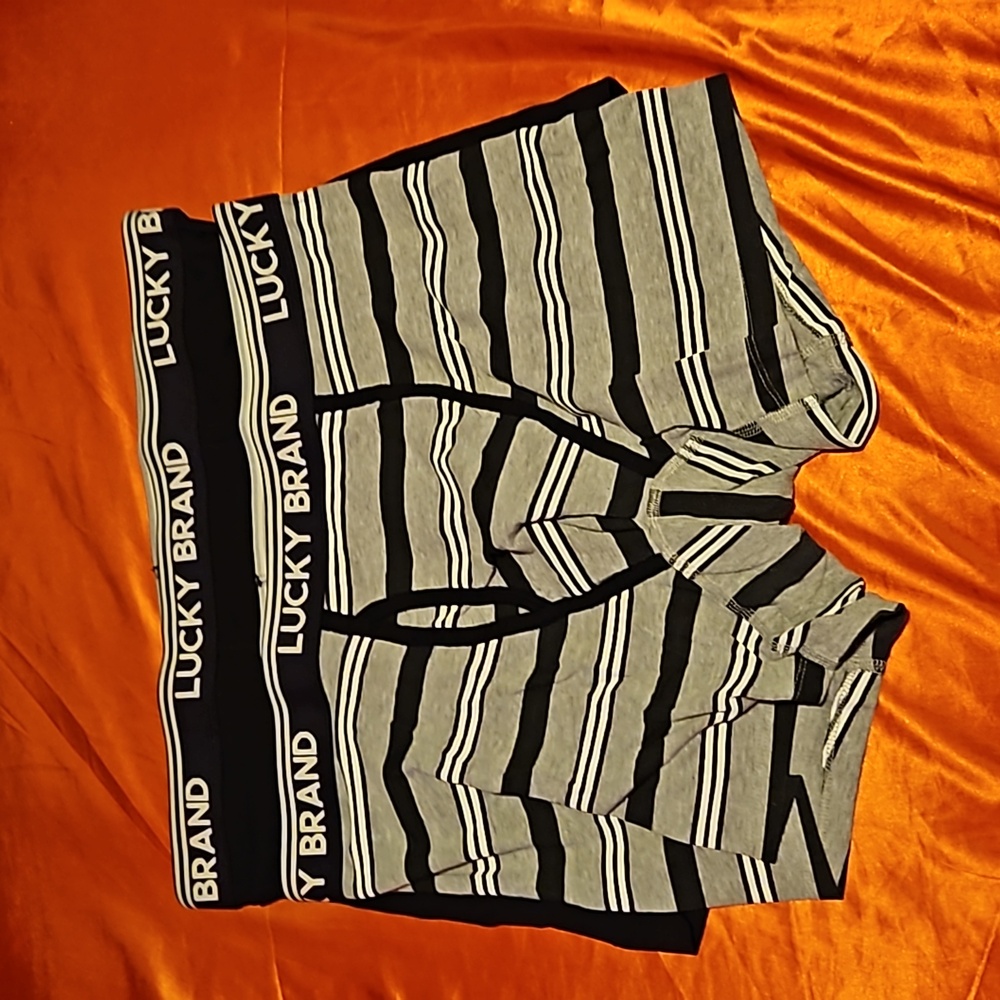 Two pairs of Lucky brand boxer briefs.